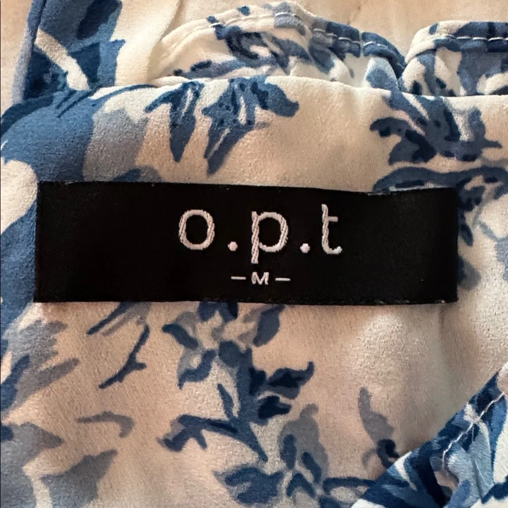 Blue Floral Tie-Strap Midi Dress - White & Blue o.p.t. Sz M - Picture 10 of 12